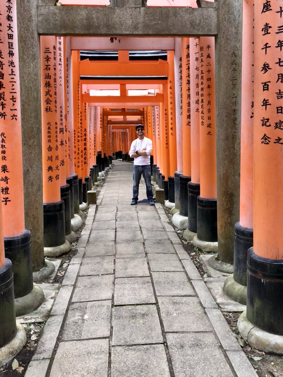 Zac at Fushimi Inari torii gates, Kyoto Japan - sober travel adventure