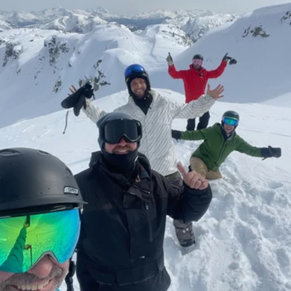 Sober adventure heliboarding with friends